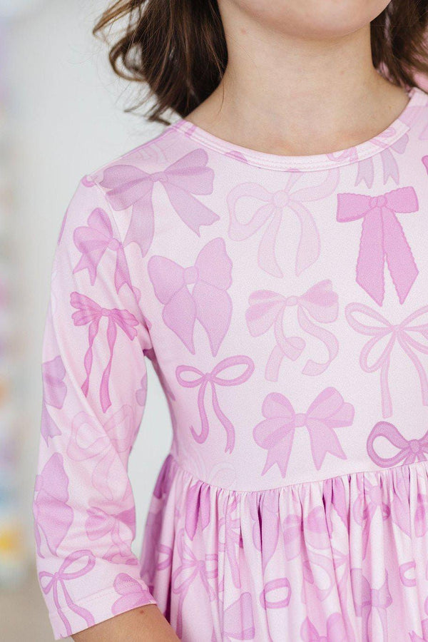 twinkle-ties-3-4-sleeve-pocket-twirl-dress Mila &  Rose - Sophia's Style-Twinkle Ties 3/4 Sleeve Pocket Twirl Dress-6-12M--1